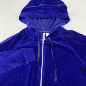 Route 66 Womens Velour Zip Up Hoodie XL Sweatshirt Purple Y2k Lounge